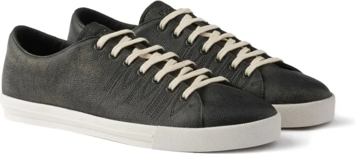 Aged-Effect Lace-Up Low-Top Sneakers - Image 2