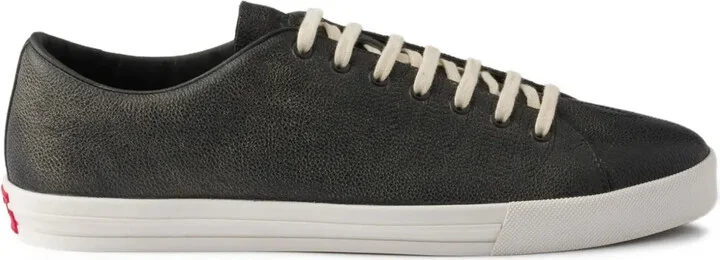 Aged-Effect Lace-Up Low-Top Sneakers
