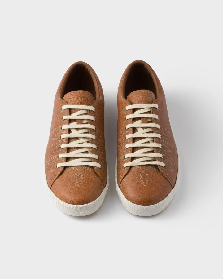 Aged-effect leather sneakers - Image 3