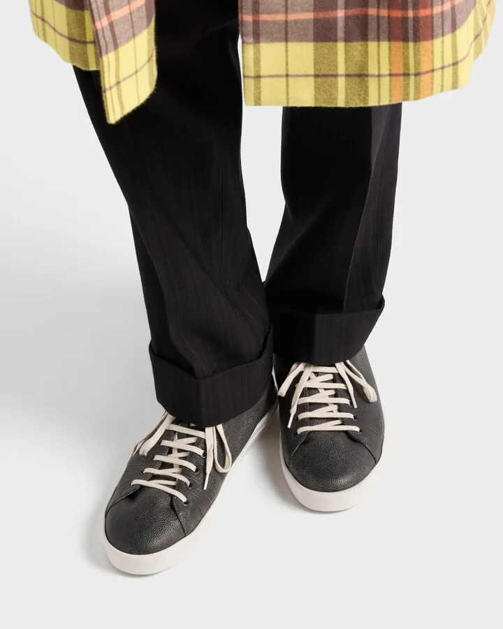 Aged-effect leather sneakers - Image 3