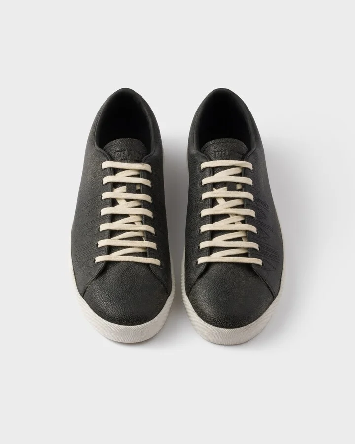 Aged-effect leather sneakers - Image 4