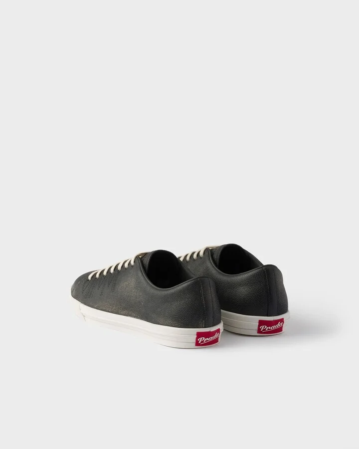 Aged-effect leather sneakers - Image 5