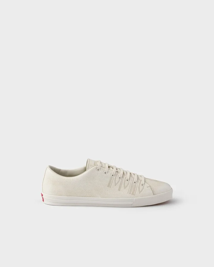 Aged-effect leather sneakers - Image 2