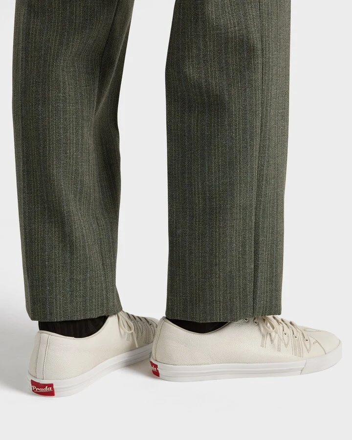 Aged-effect leather sneakers - Image 3