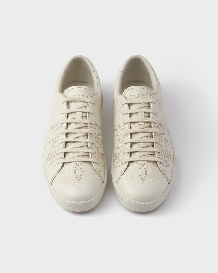 Aged-effect leather sneakers - Image 4