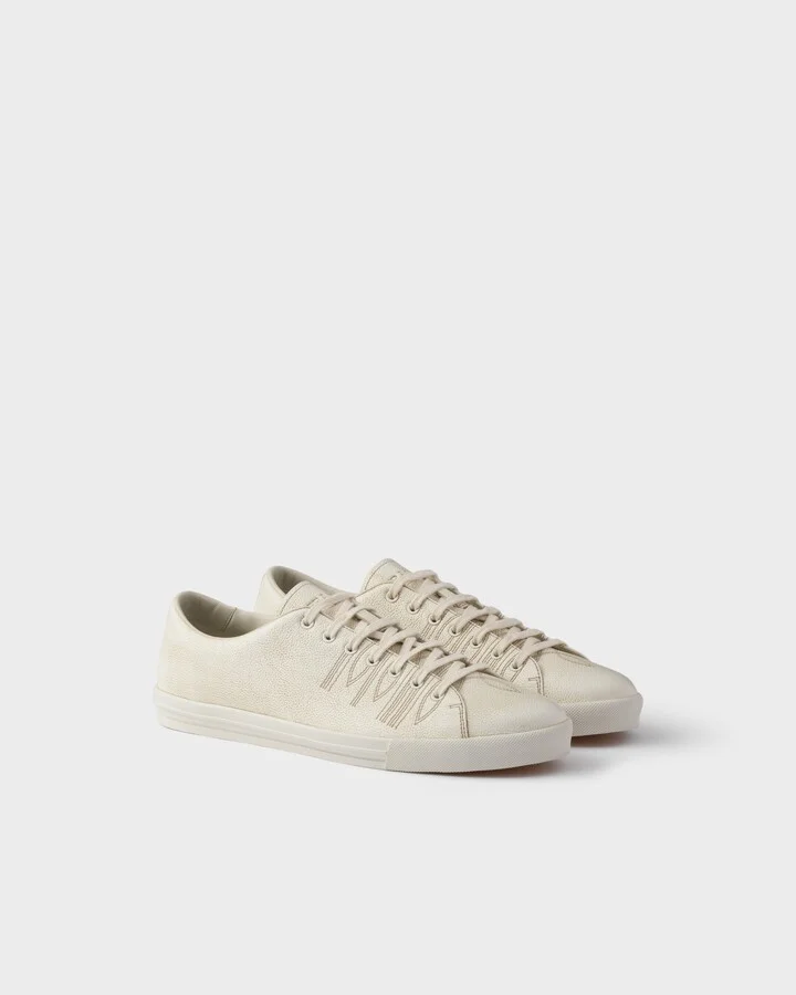 Aged-effect leather sneakers