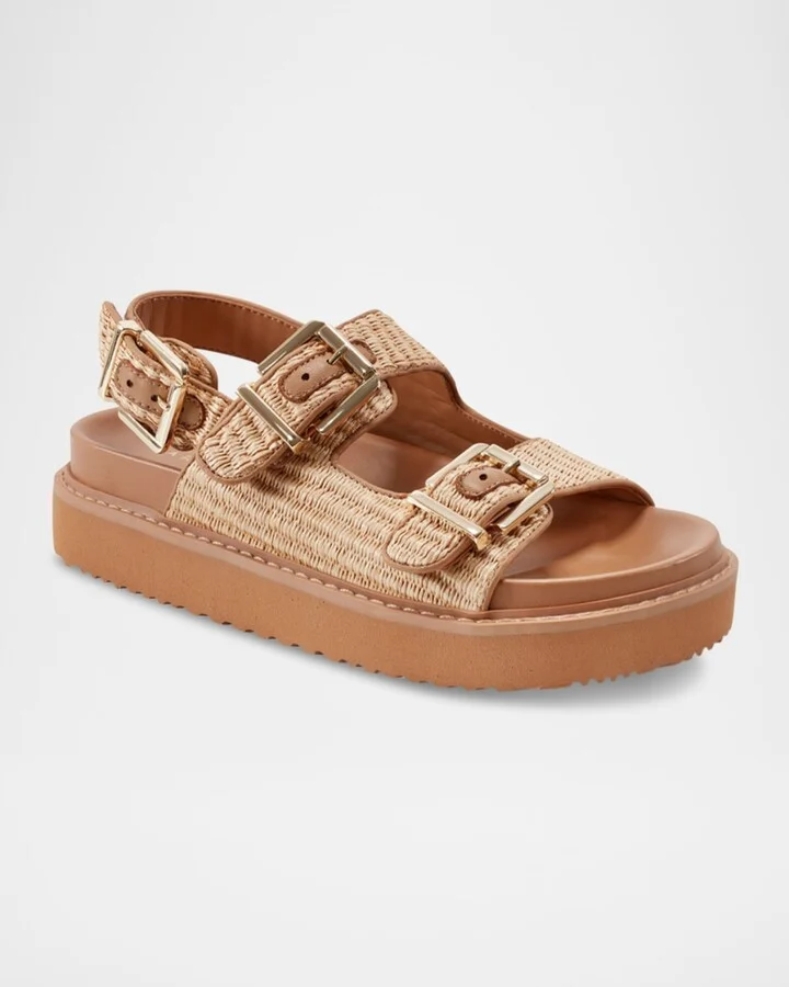 Agenda Woven Dual-Buckle Slingback Sandals - Image 3