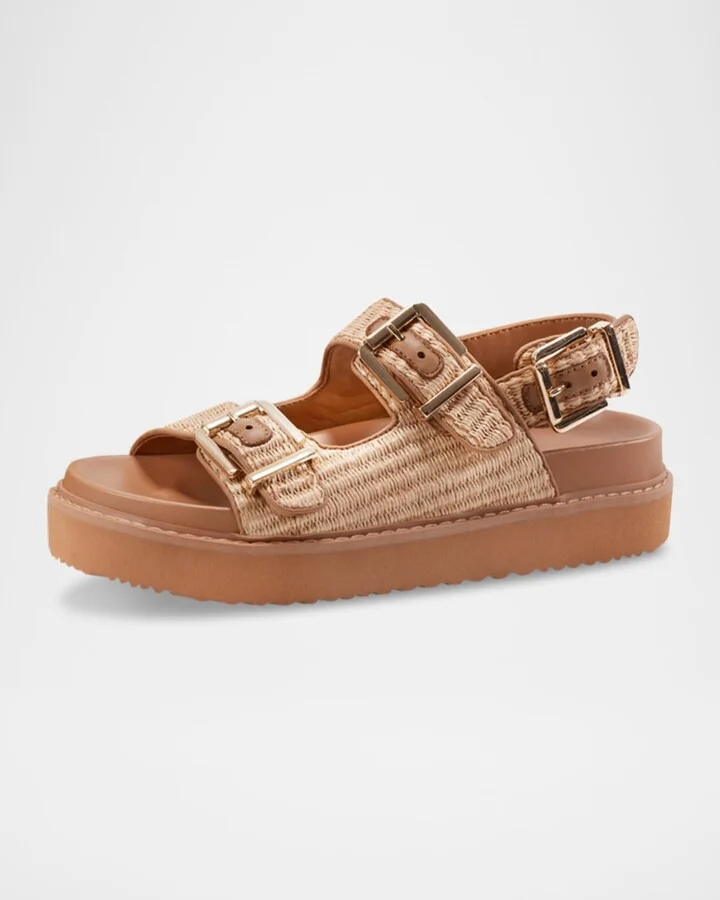 Agenda Woven Dual-Buckle Slingback Sandals - Image 4