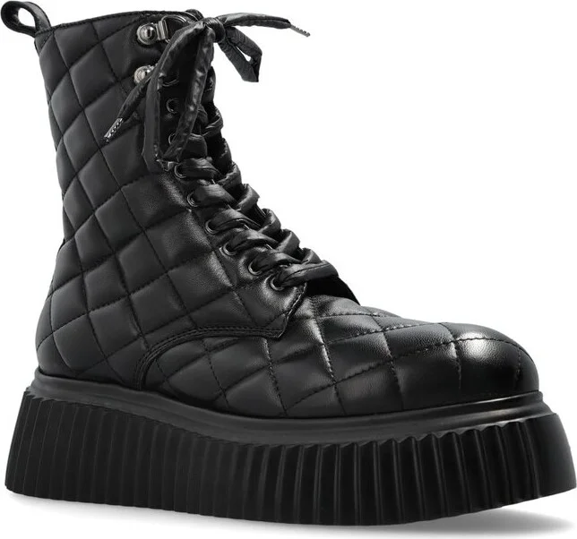 AGL Quilted Platform Lace-Up Boots