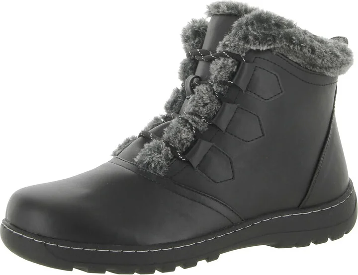 AGNES Womens Faux Leather Faux Fur Lined Winter & Snow Boots