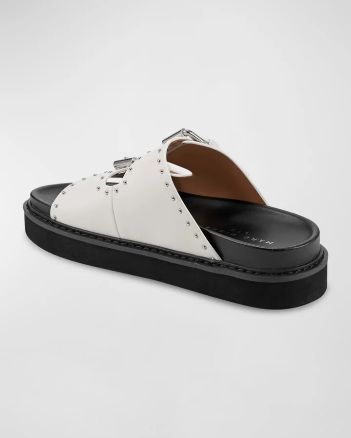 Agusta Micro Stud Leather Dual-Buckle Sandals - Image 3