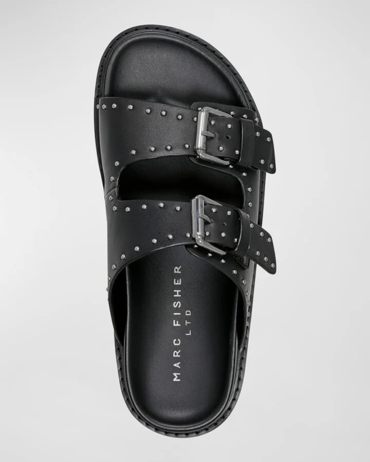 Agusta Micro Stud Leather Dual-Buckle Sandals - Image 4