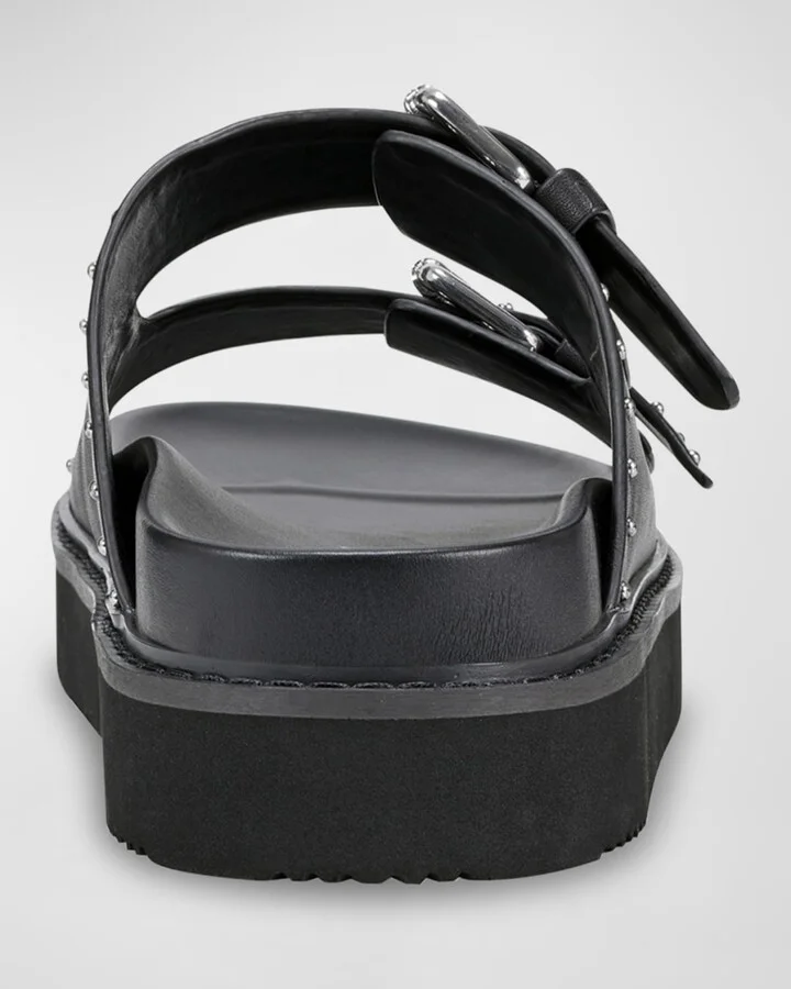 Agusta Micro Stud Leather Dual-Buckle Sandals - Image 5