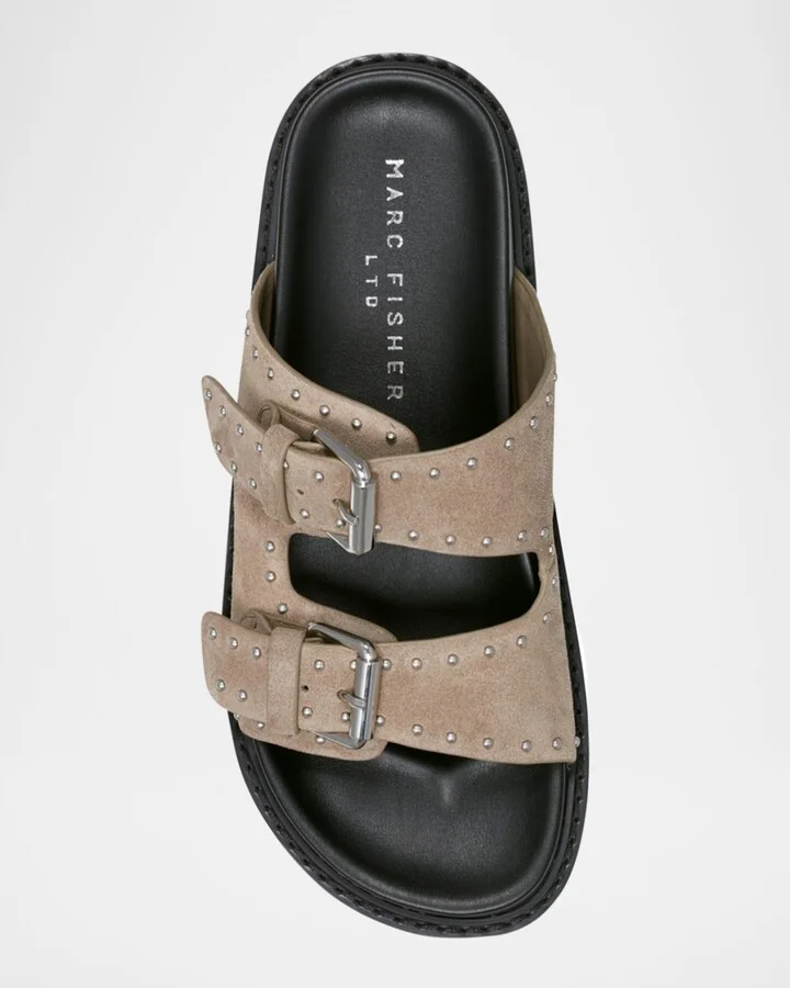 Agusta Micro Stud Leather Dual-Buckle Sandals - Image 7