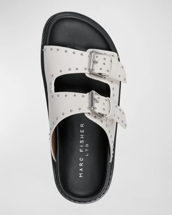 Agusta Micro Stud Leather Dual-Buckle Sandals - Image 11