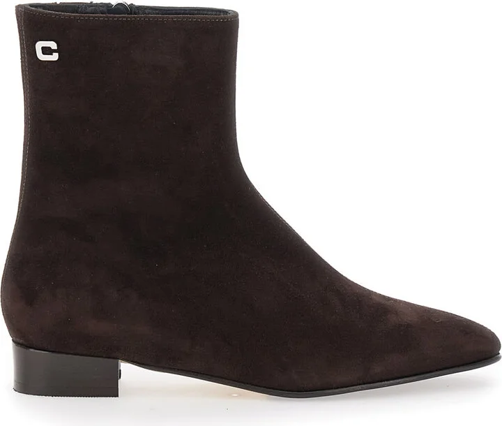 'aiglon' Brown Boots With Logo Embroidery On The Side And Zip Closure On The Side In Suede Woman