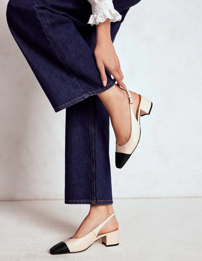 Ailsa Block Heel Slingbacks, Almond Pink Suede - Image 4
