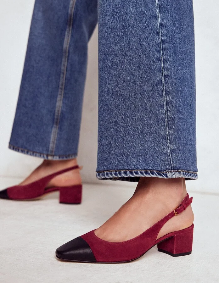 Ailsa Block Heel Slingbacks, Almond Pink Suede - Image 7