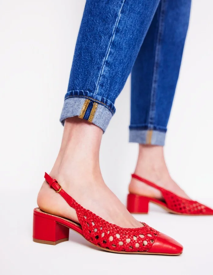Ailsa Block Heel Slingbacks, Almond Pink Suede - Image 8