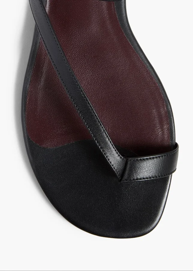 Aimee Flat Sandal in Black Leather - Image 3