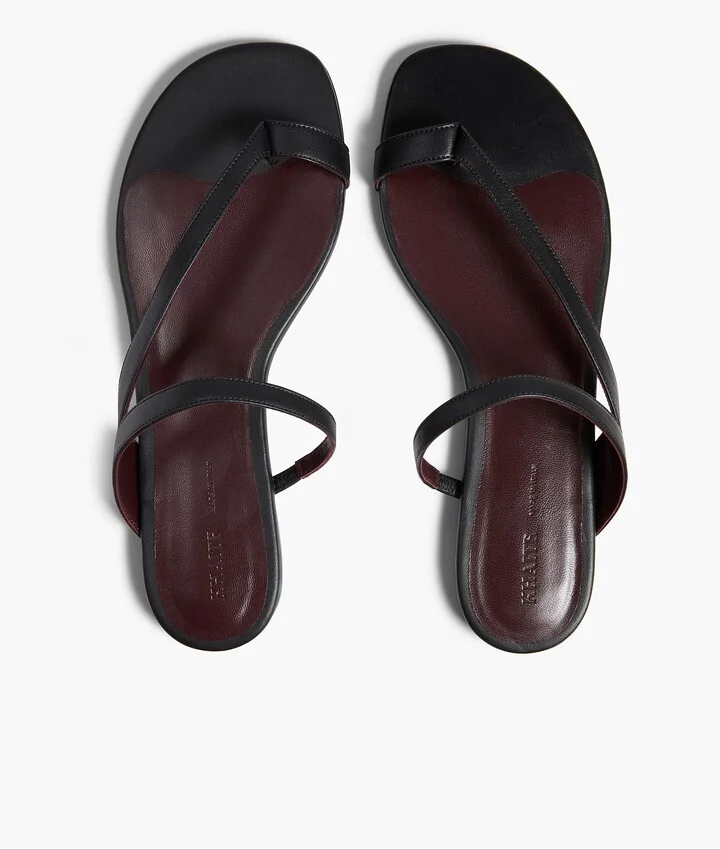 Aimee Flat Sandal in Black Leather - Image 4