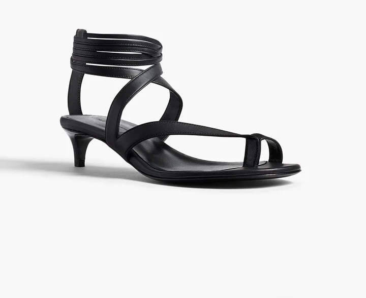 Aimee Kitten Heel Sandal in Black Leather - Image 2