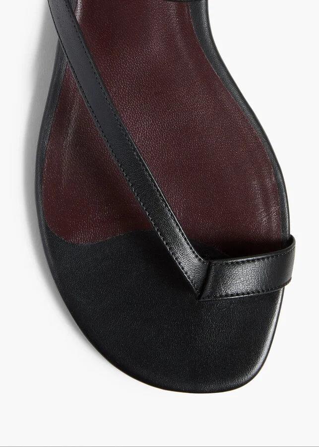 Aimee Kitten Heel Sandal in Black Leather - Image 3