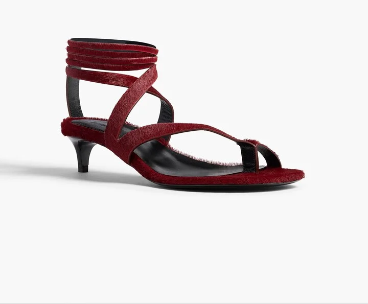 Aimee Kitten Heel Sandal in Cherry Haircalf - Image 2