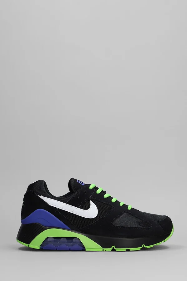 Air 180 Qs Sneakers In Black Suede And Fabric