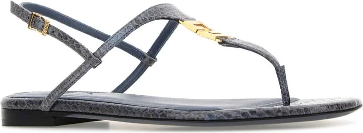 Air Force Blue Leather Fold Thong Sandals - Image 2