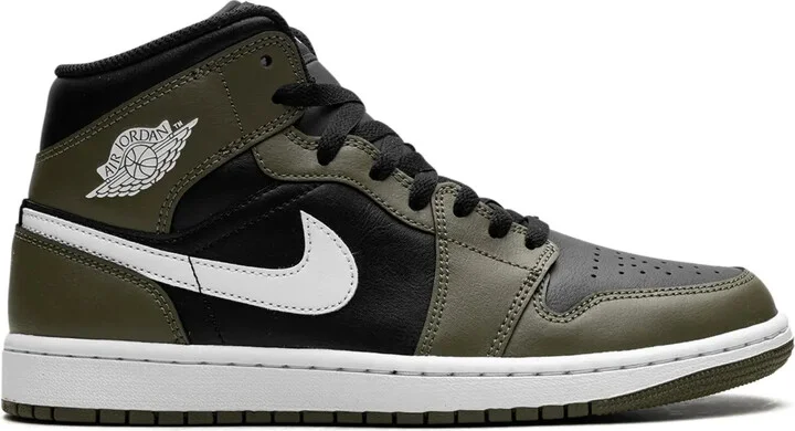 Air Jordan 1 Mid "Black/White/Olive" sneakers