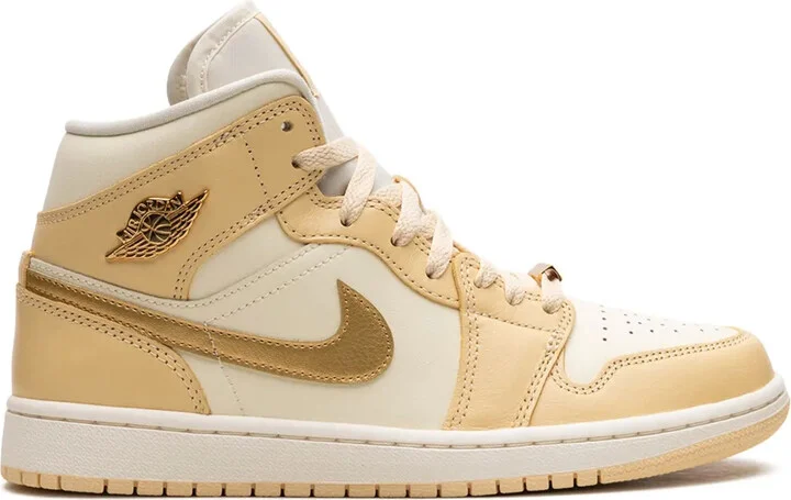 Air Jordan 1 Mid "Pale Vanilla / Coconut Milk / Sail / Metallic Gold" sneakers