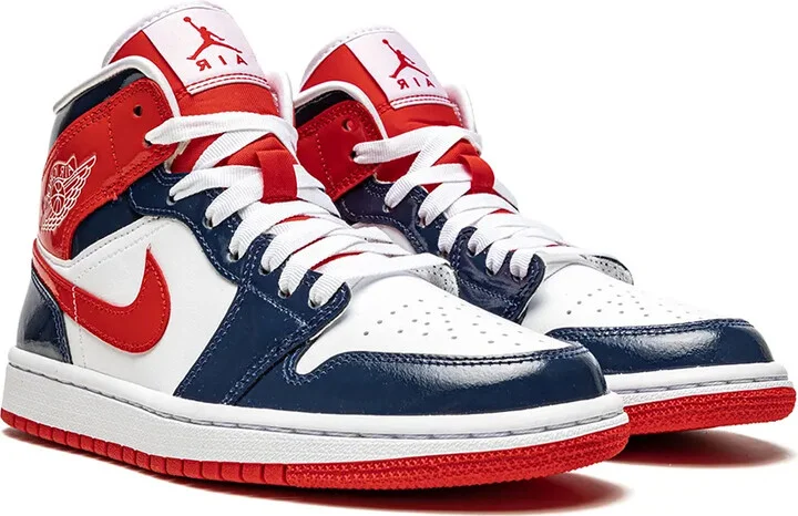 Air Jordan 1 Mid "Patent Leather Navy/White/Red" sneakers