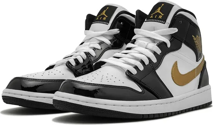 Air Jordan 1 Mid SE "Black/Gold Patent Leather" sneakers - Image 2