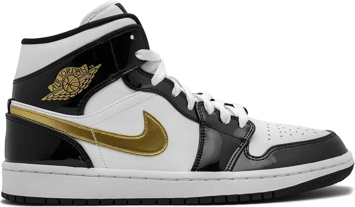 Air Jordan 1 Mid SE "Black/Gold Patent Leather" sneakers