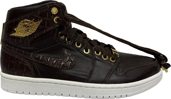 Air Jordan 1 Retro High Croc Embossed OG Pinnacle Sneakers in Brown Leather