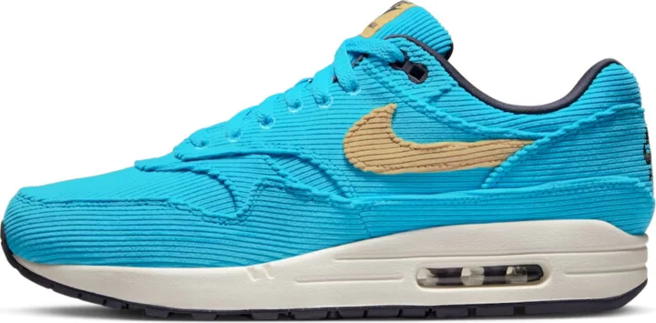Air Max 1 FB8915-400 Men 8 Corduroy Baltic Blue White Running Shoes GBNC232