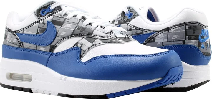 Air Max 1 Print White/Game Royal/Grey Men's Running Shoes AQ0927-100