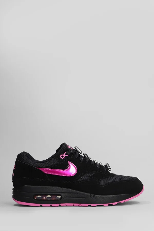 Air Max 1 Prm Sneakers In Black Suede And Fabric