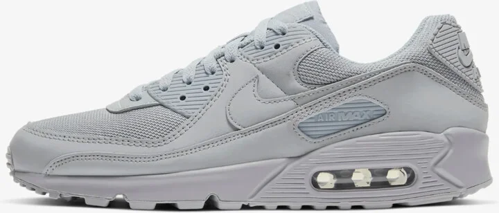 Air Max 90 CN8490 Sneakers Men's Wolf Grey Leather Casual Lifestyle Shoes