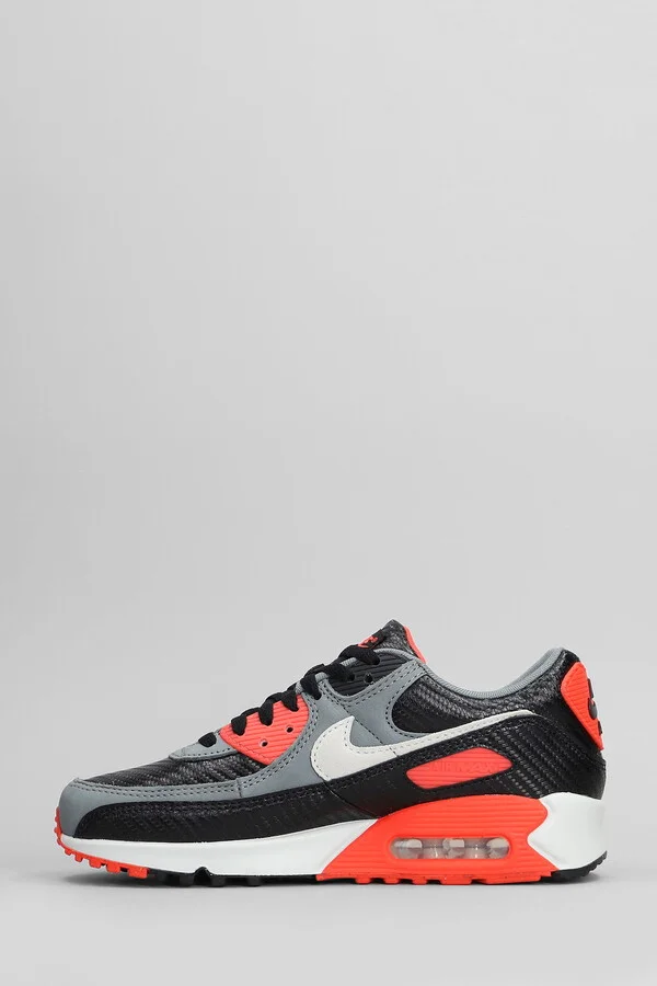 Air Max 90 Sneakers In Grey Leather And Fabric - Image 3