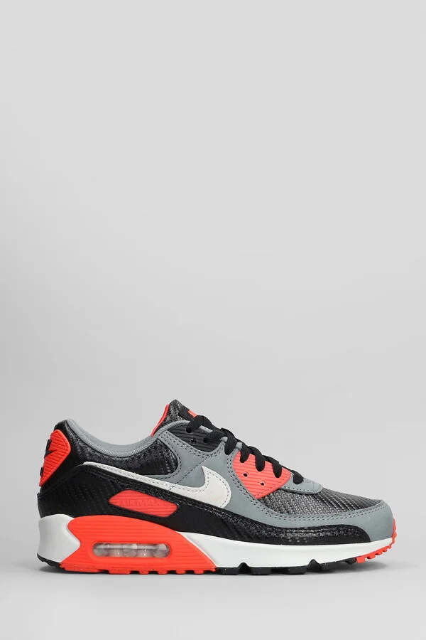 Air Max 90 Sneakers In Grey Leather And Fabric