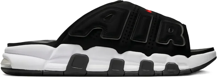 Air More Uptempo "Black/White/Red" slides