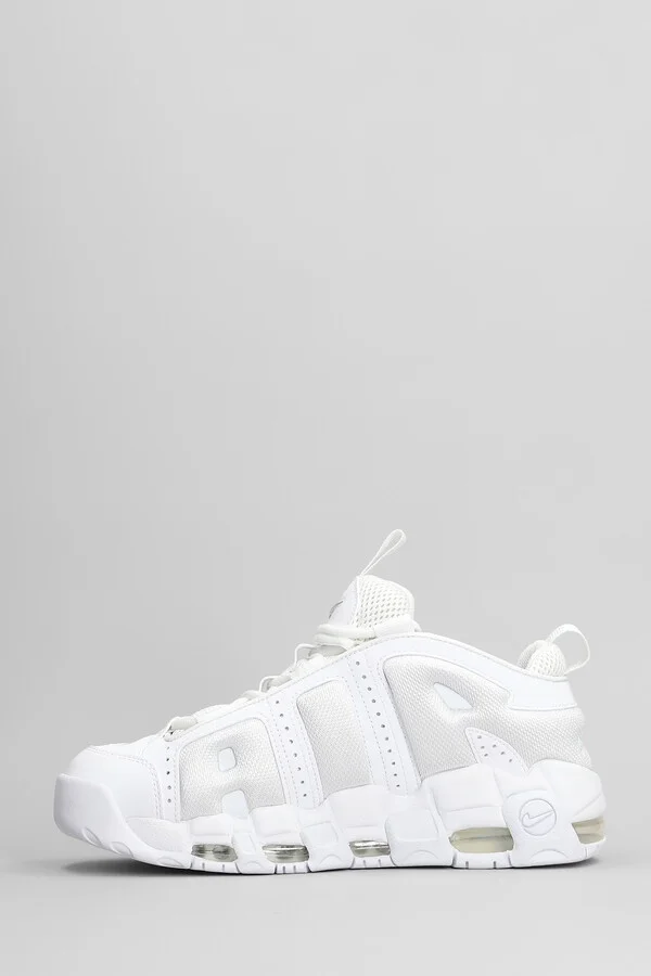 Air More Uptempo Low Sneakers In White Leather And Fabric - Image 3