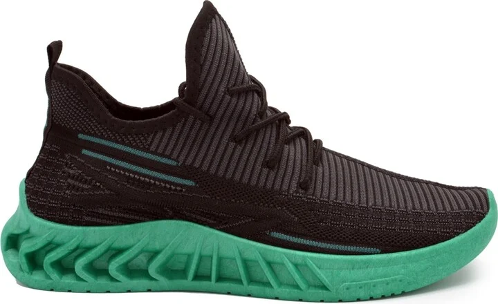 Akademiks Men's Fit 2.0 Knit Jogger Sneakers - Black, Teal - Image 2
