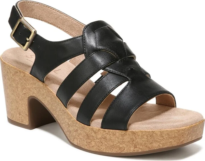 Aki Womens Faux Leather Peep-Toe Platform Sandals