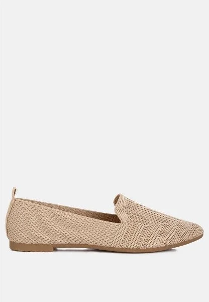 Akili Knit Textile Solid Flats Women