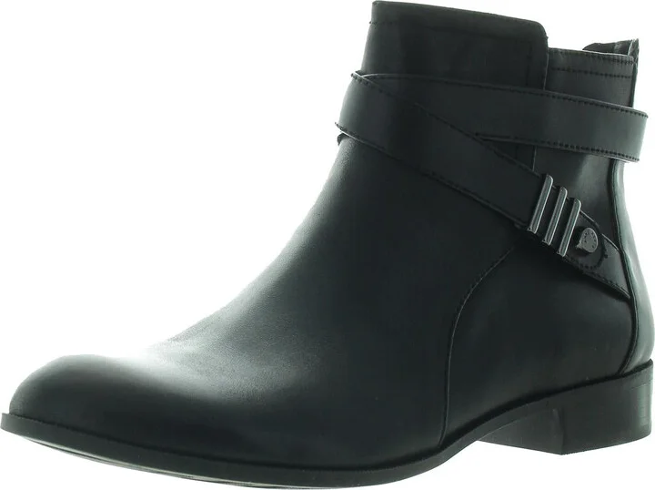 AKKAEL Womens Zipper Leather Ankle Boots