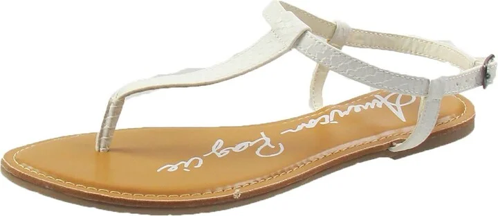 Akristawht Womens Buckle Manmade Thong Sandals