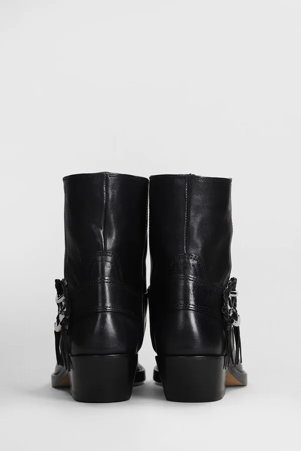 Akson Gaucho High Heels Ankle Boots In Black Leather - Image 4